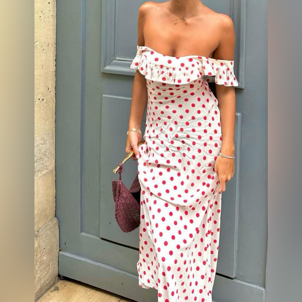 Gorgeous polka dot wedding or event dress! Never worn, NWT! measurements in pics